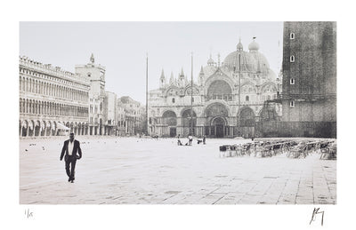 Man Walking St Marks Square, Venice, Italy | Fine Art Photographic print by Chad Henning