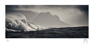 Surfer on Big wave, sunset reef, Kommetjie, western Cape, South Africa | Fine art Photographic print by Chad Henning